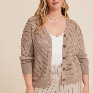 Mesh Button Front Cardigan